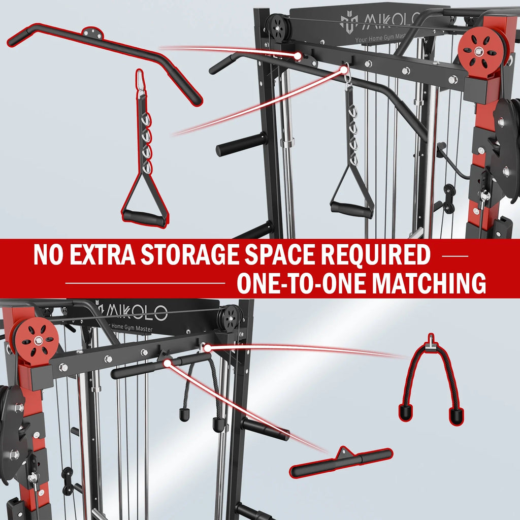 Mikolo Smith Machine Home Gym with 800 lbs Weight Bench Combo B9273