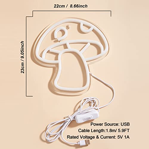 LED Neon Mushroom Sign USB Powered Night Light for Kids Room Decor F370