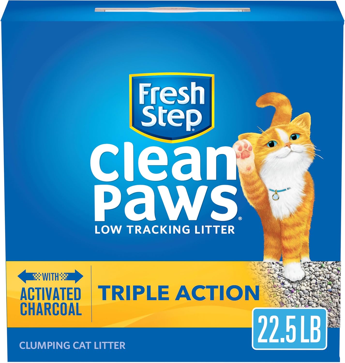 Fresh Step Clean Paws Triple Action Scented Litter, Clumping Cat Litter, 22.5 Pounds (Package May Vary)