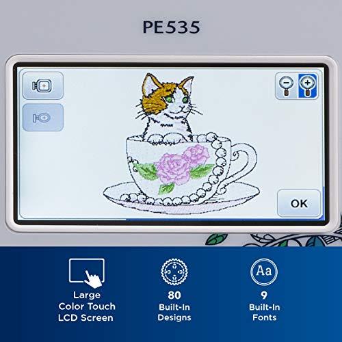 Brother PE535 Embroidery Machine with 80 Built-in Designs C533686