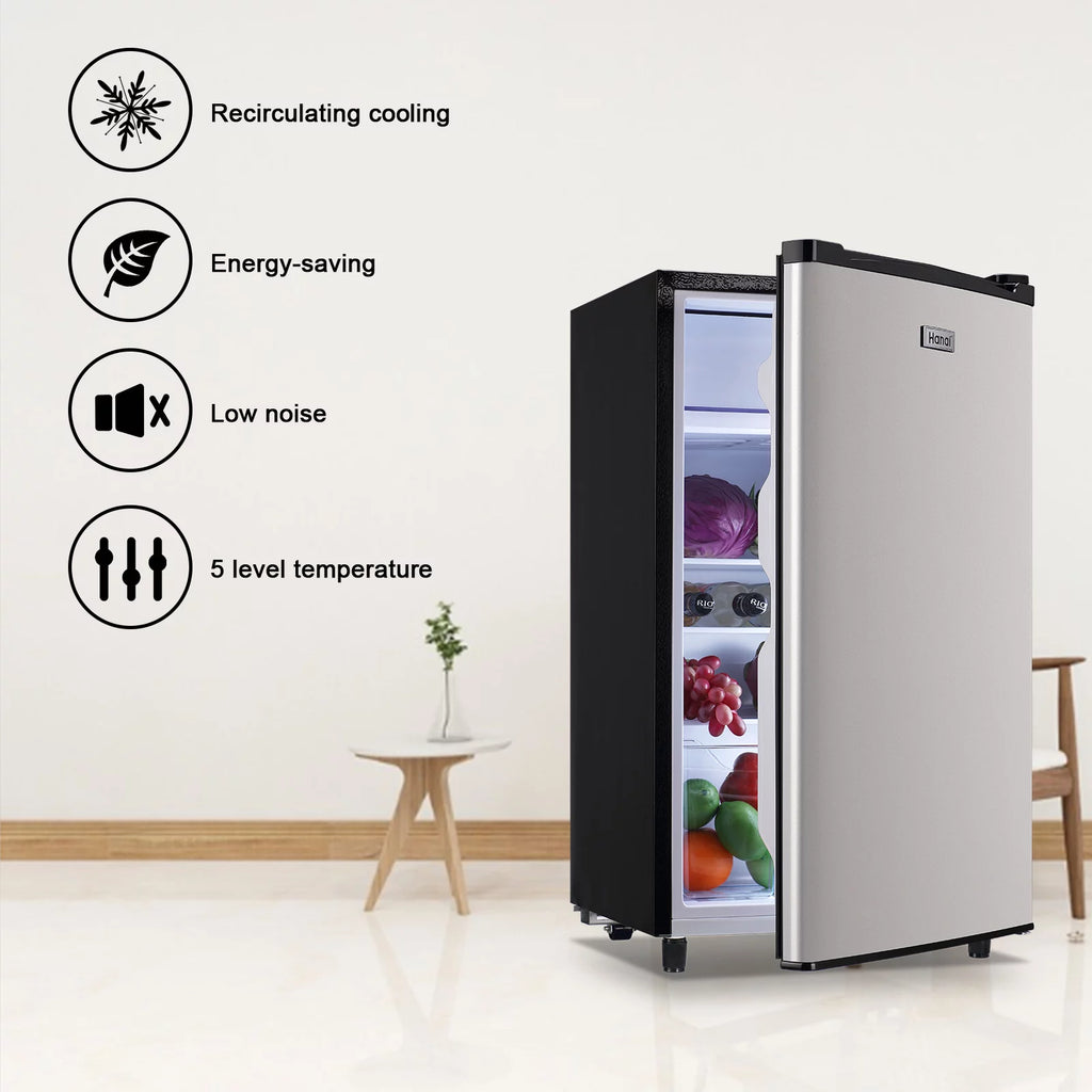 WANAI Mini Refrigerator 3.2 Cu.Ft Single Door, Black E553