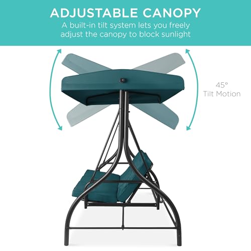 Best Choice Products 3-Seat Outdoor Canopy Swing Glider with Adjustable Shade, Midnight Green A10932