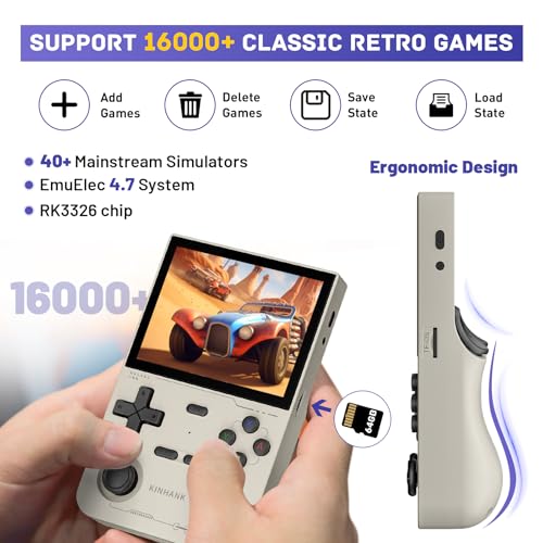 Kinhank K36 Retro Handheld Game Console with 9000+ Games, 64GB TF Card, 3.5 Inch IPS Screen (Black) U2328
