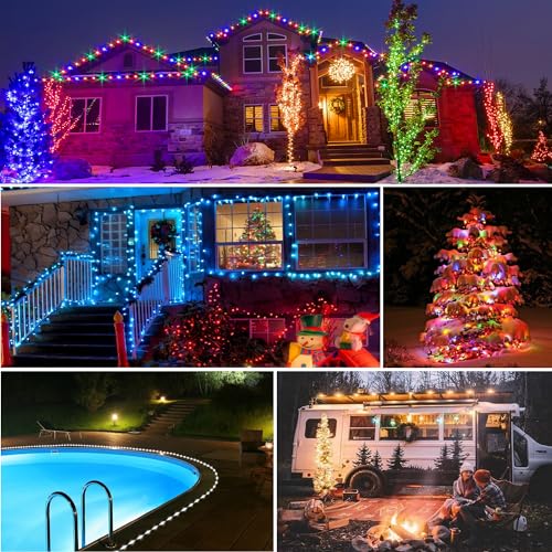 99FT Solar Rope Lights Outdoor Waterproof 300 LED with Remote Control W311