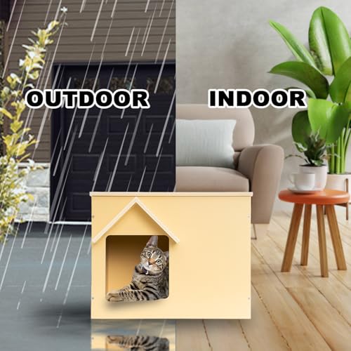 Outdoor Cat House Wooden Feral Cat Shelter with Escape Door L75941