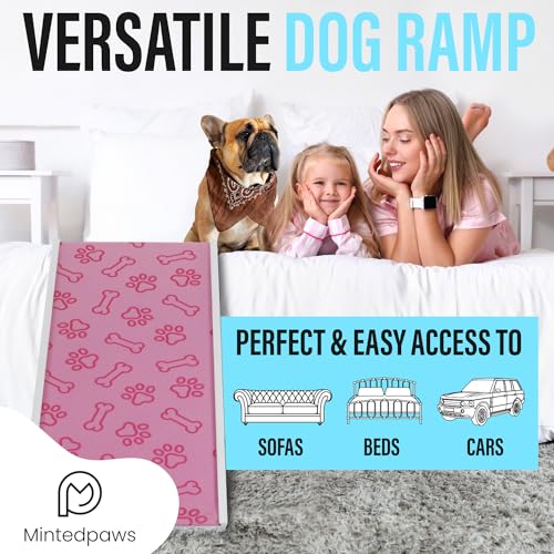 Extra Wide Anti-Slip Dog Ramp Rubber 43" Long Adjustable for Couch, Bed or Car A9996
