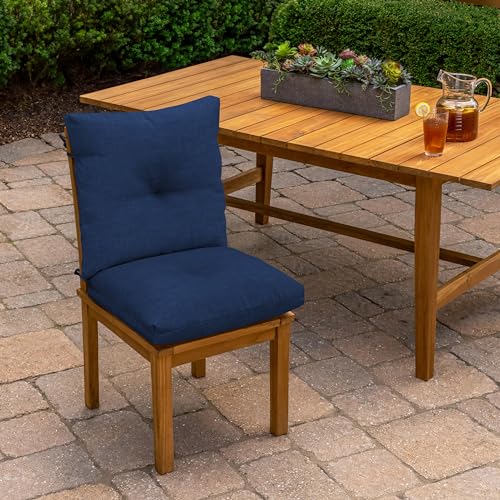 Arden Outdoor Plush Tufted Dining Chair Cushion, 21 x 40, Black Cabana Stripe I23003