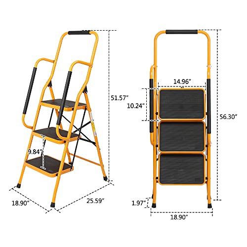 Winado 2 Step Ladder with Handrails, 500LBS Folding Step Stool O203913