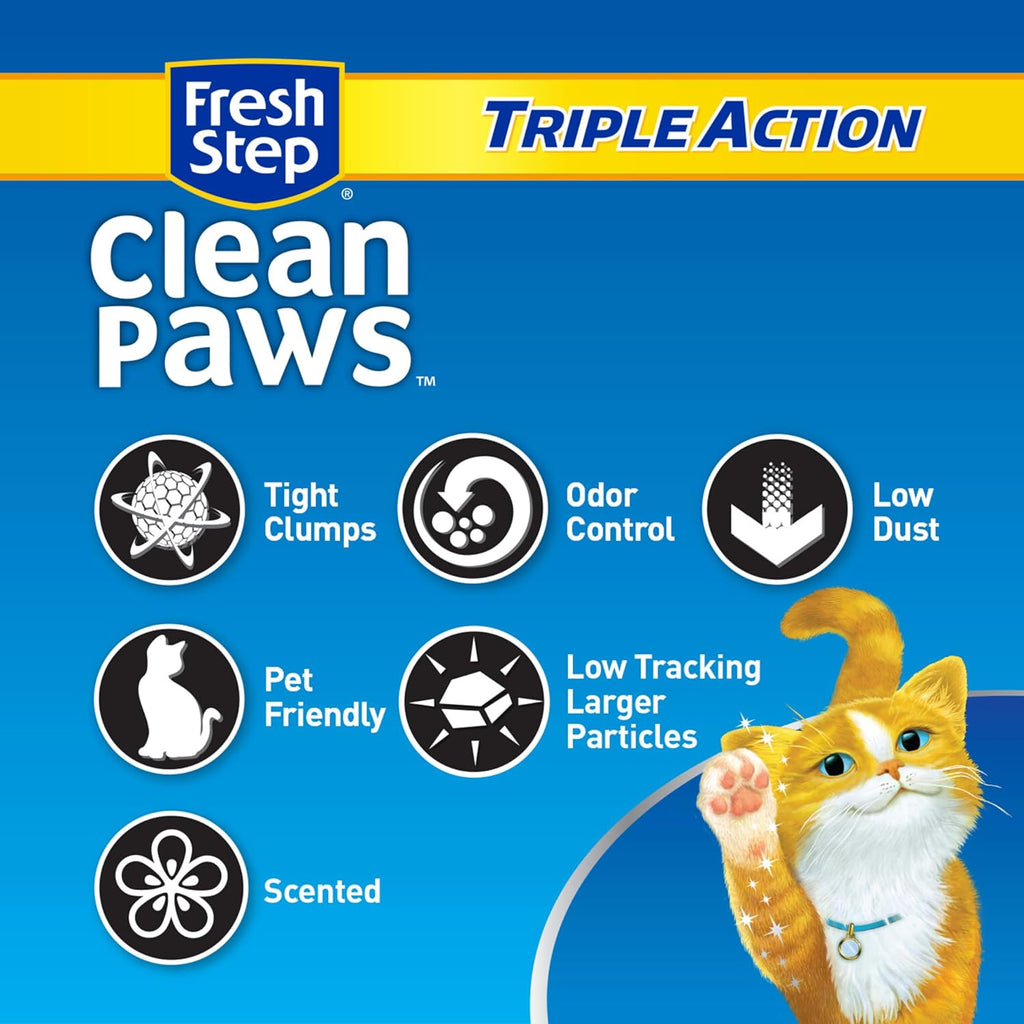 Fresh Step Clean Paws Triple Action Scented Clumping Cat Litter, 22.5 lbs N539