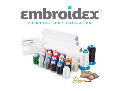 Embroidex Embroidery Machine Starter Kit with Thread, Stabilizer, Bobbin Needles & Bonus Designs Z894649