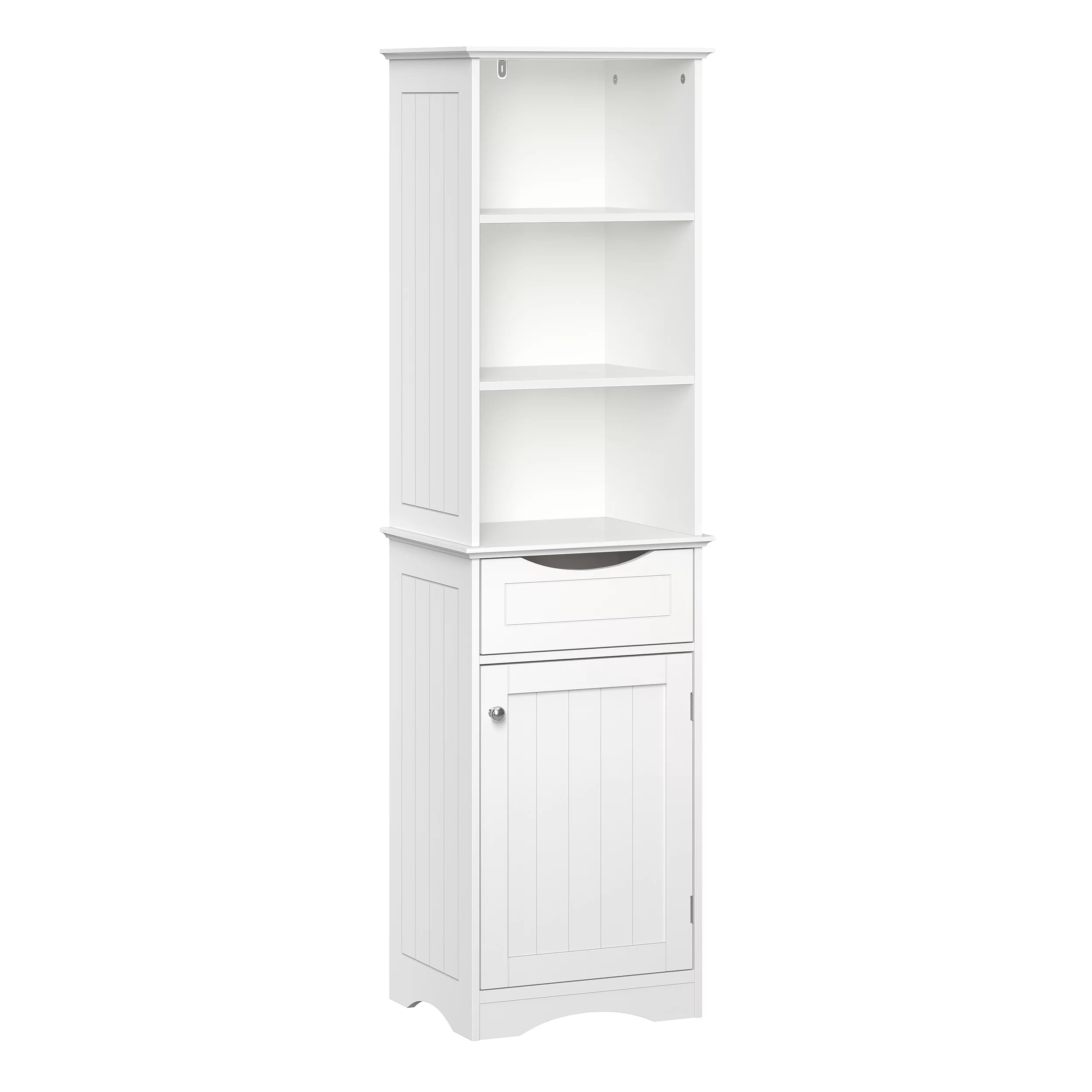 RiverRidge Home Ashland Tall Linen Storage Cabinet with Drawer, White I7879