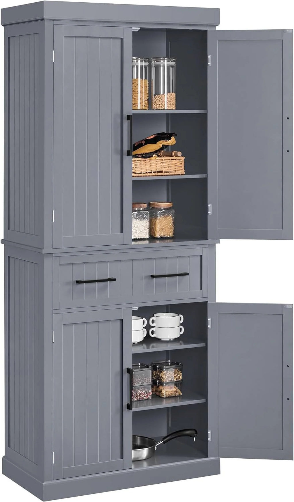 72.5" Kitchen Pantry Storage Cabinet with Drawer, White K580631