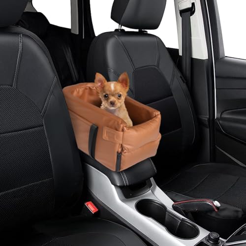 Petgrow Small Dog Car Seat Center Console, Waterproof Leather, Grey N4988