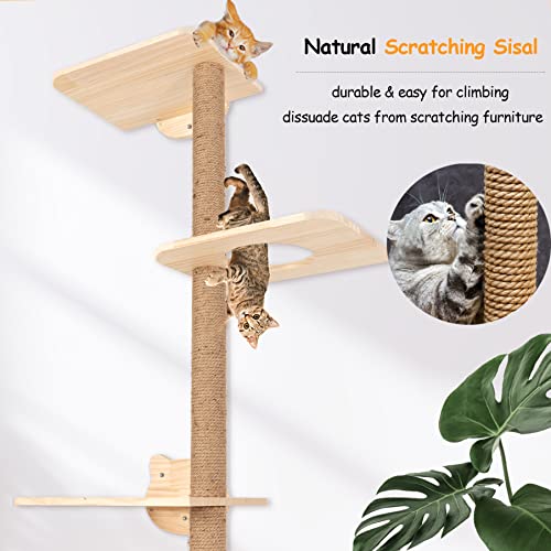Wall Mounted Cat Tree Tall Scratching Post for Indoor Cats P2727