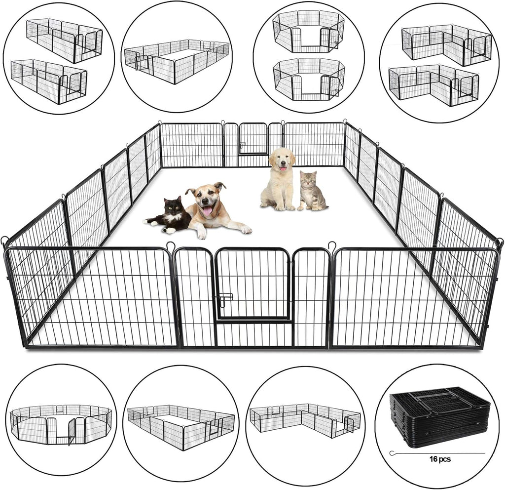 ZENSTYLE 24" Tall Foldable Metal Pet Playpen 16 Panels for Dog, Cat, Indoor & Outdoor T3101