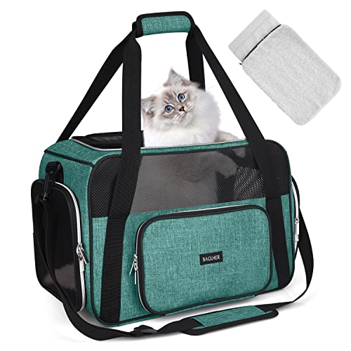 BAGLHER Pet Travel Carrier, Cat Carriers Dog Carrier for Small Medium Cats Dogs Puppies, Airline Approved Small Dog Carrier Soft Sided, Collapsible Puppy Carrier. Green