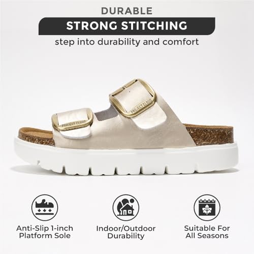 Project Cloud Genuine Leather Platform Wedge Sandals for Women with Memory Foam Insole A28730