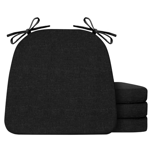 Chair Cushions for Dining Chairs Set of 4, Non Slip with Ties, Black H39445