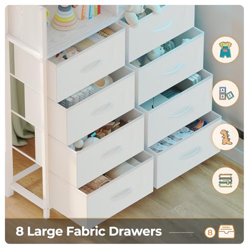ADORNEVE Twin Size Loft Bed with Desk, LED Lights & Charging Station, White N63088