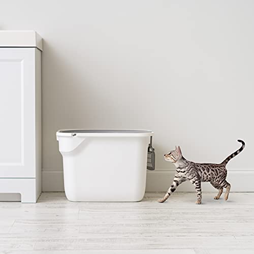 IRIS USA Top Entry Cat Litter Box with Scoop, Large, Black/Gray J149961