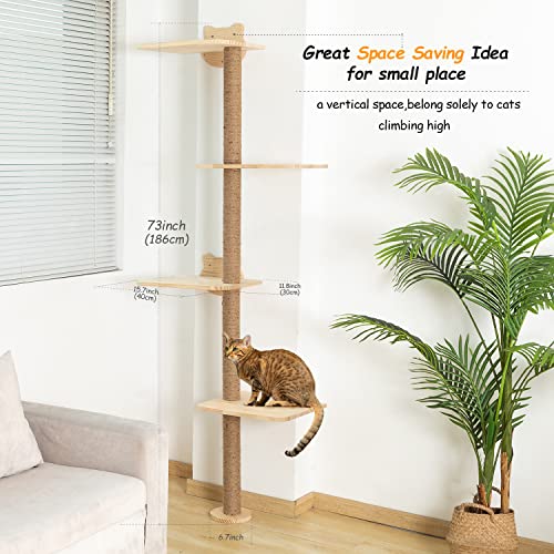 Wall Mounted Cat Tree Tall Scratching Post for Indoor Cats P2727