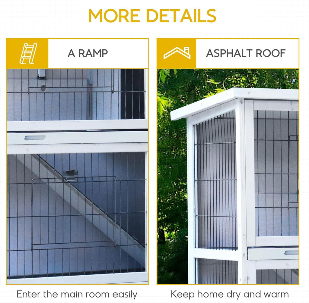 41" 2-Story Weatherproof Rabbit Hutch with Removable Trays G365258