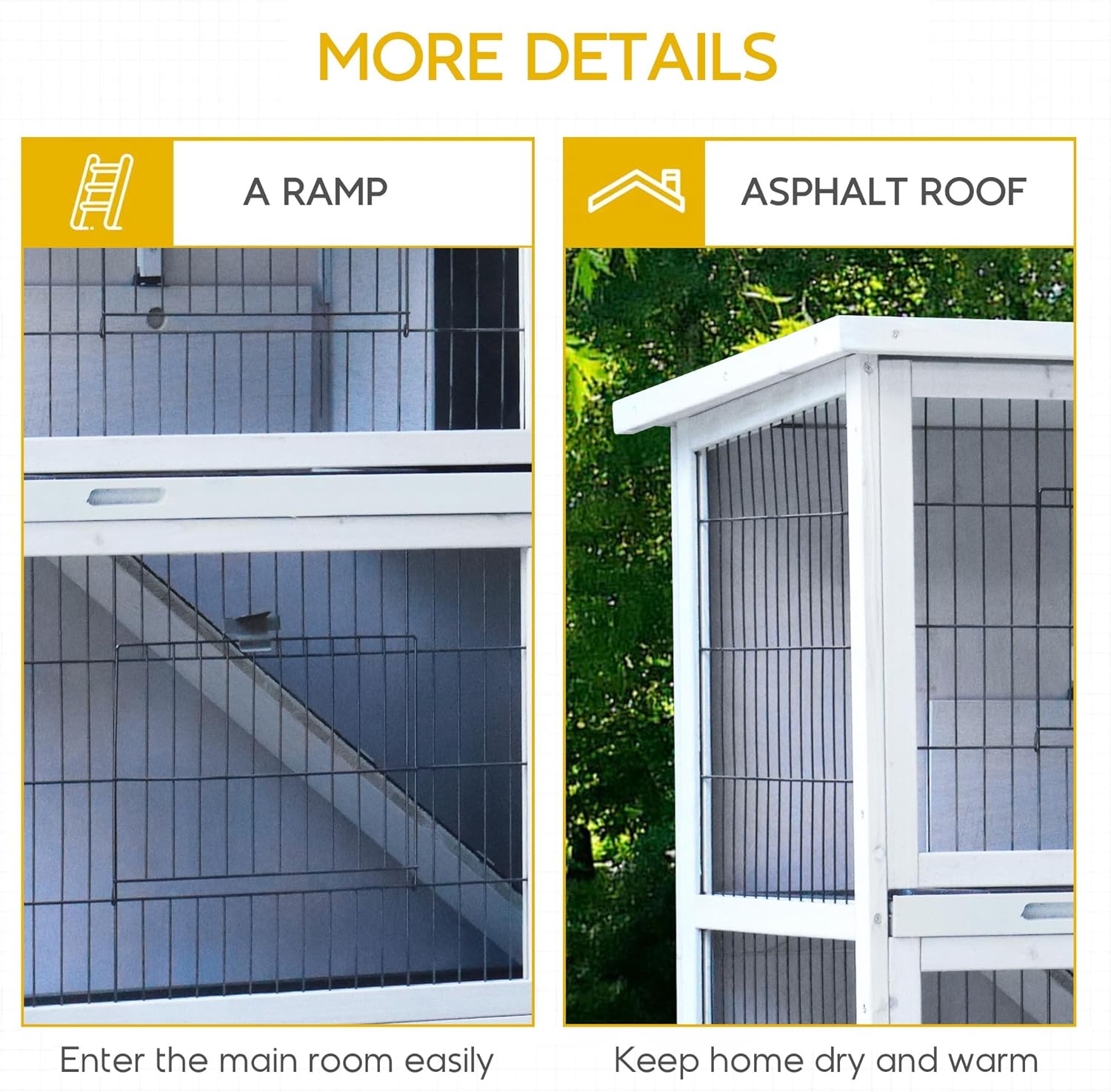 41" 2-Story Weatherproof Rabbit Hutch with Removable Trays G365258