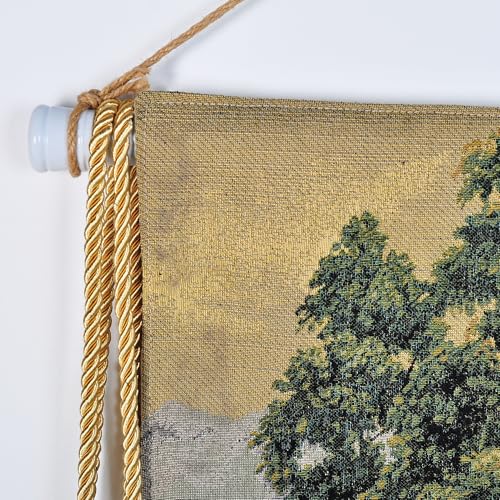 Vintage Nature Tapestry Wall Hanging with Telescopic Rod & Tassels I9744
