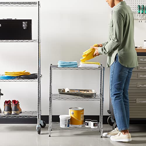 Amazon Basics 3-Shelf Adjustable Steel Wire Rack Storage Shelving, Chrome D243