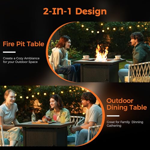 BALI OUTDOORS 50000 BTU Propane Fire Pit Table, 30 in Square Outdoor Firepit U6462