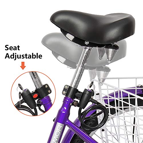 PEXMOR Adult Tricycle 7 Speed, 24/26 Inch 3 Wheel Bike with Baskets V3858