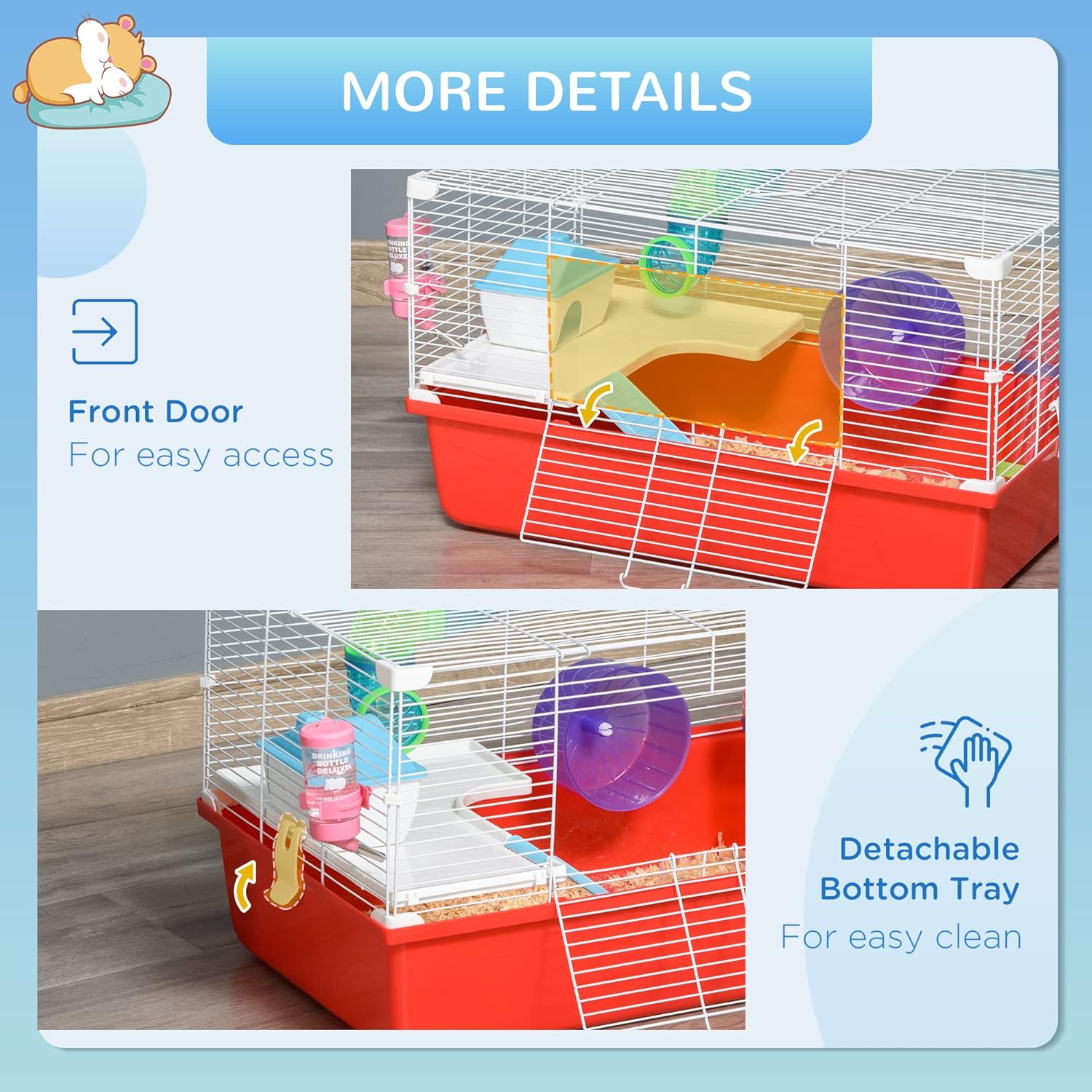 PawHut 2-Level Hamster Cage with Tubes and Tunnels A372656