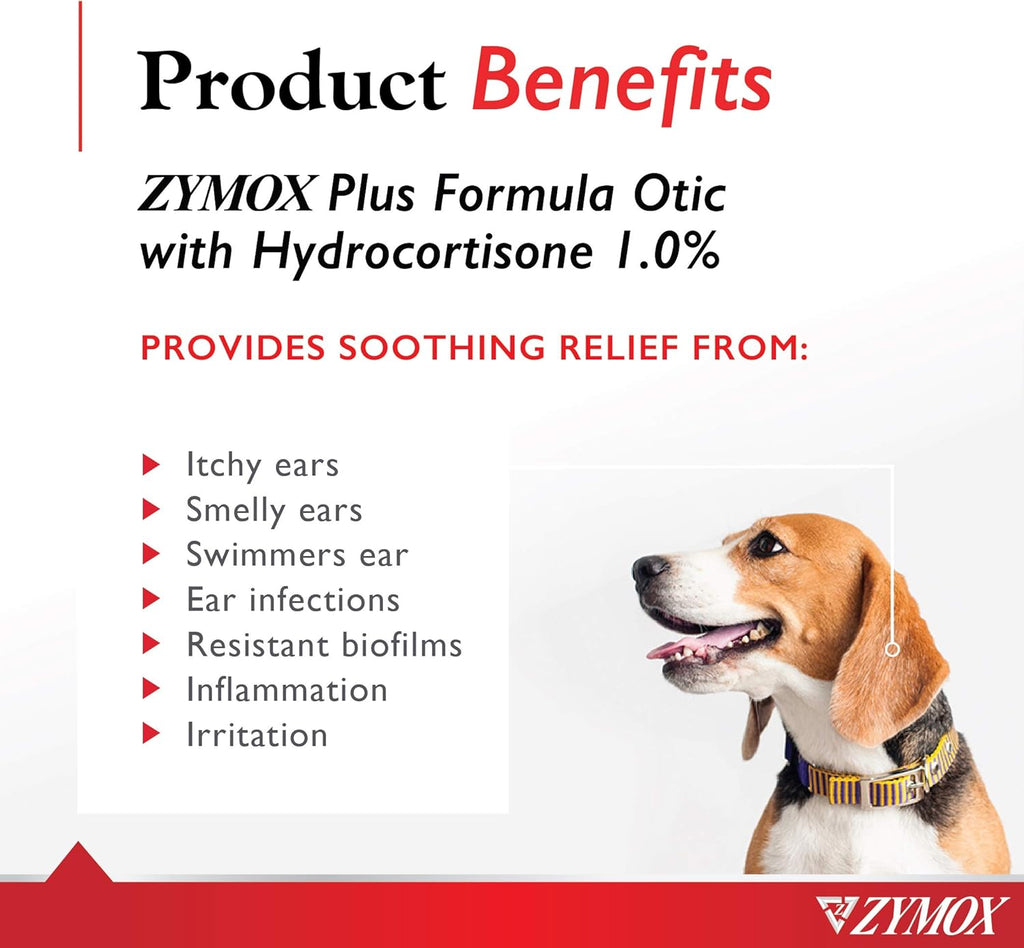 Zymox Advanced Formula Otic Plus Enzymatic Ear Solution with 1% Hydrocortisone for Dogs and Cats, 1.25oz X140336
