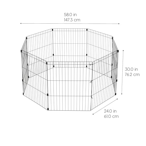 IRIS USA Metal Dog Playpen 8-Panel 36" Foldable Black F890