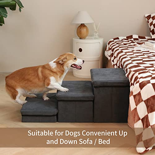 Foldable Dog Stairs 2-Tier Pet Steps for Small Medium Dogs R51320