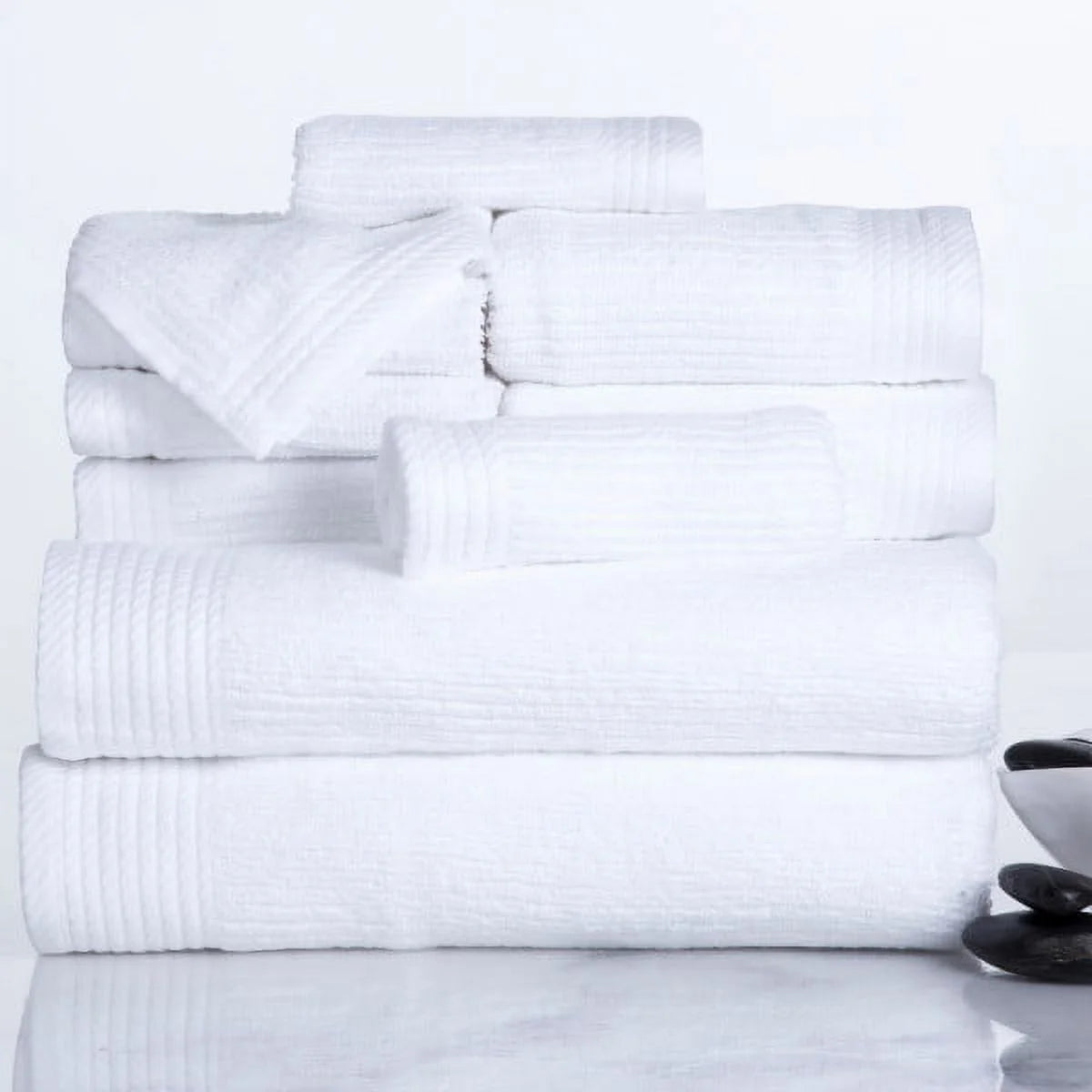 Lavish Home Ribbed Egyptian Cotton 10 Piece Towel Set S111971