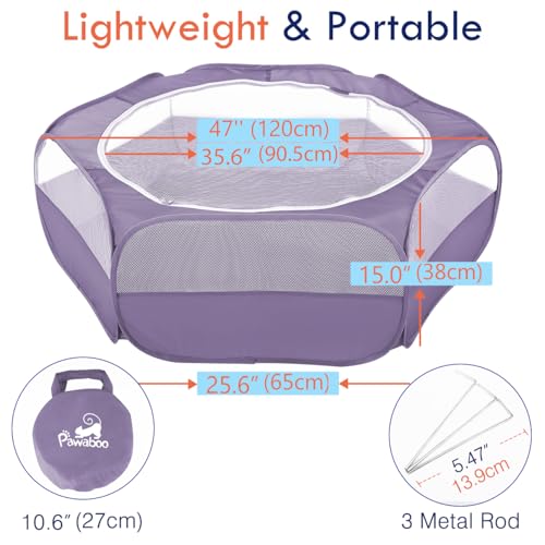 Pawaboo Small Animals Playpen, Waterproof Pet Cage Tent with Zippered Cover, Portable Outdoor Yard Fence, Green C9530