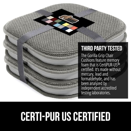 GORILLA GRIP Slip Resistant Chair Cushions, Memory Foam, Set of 2, Beige W525
