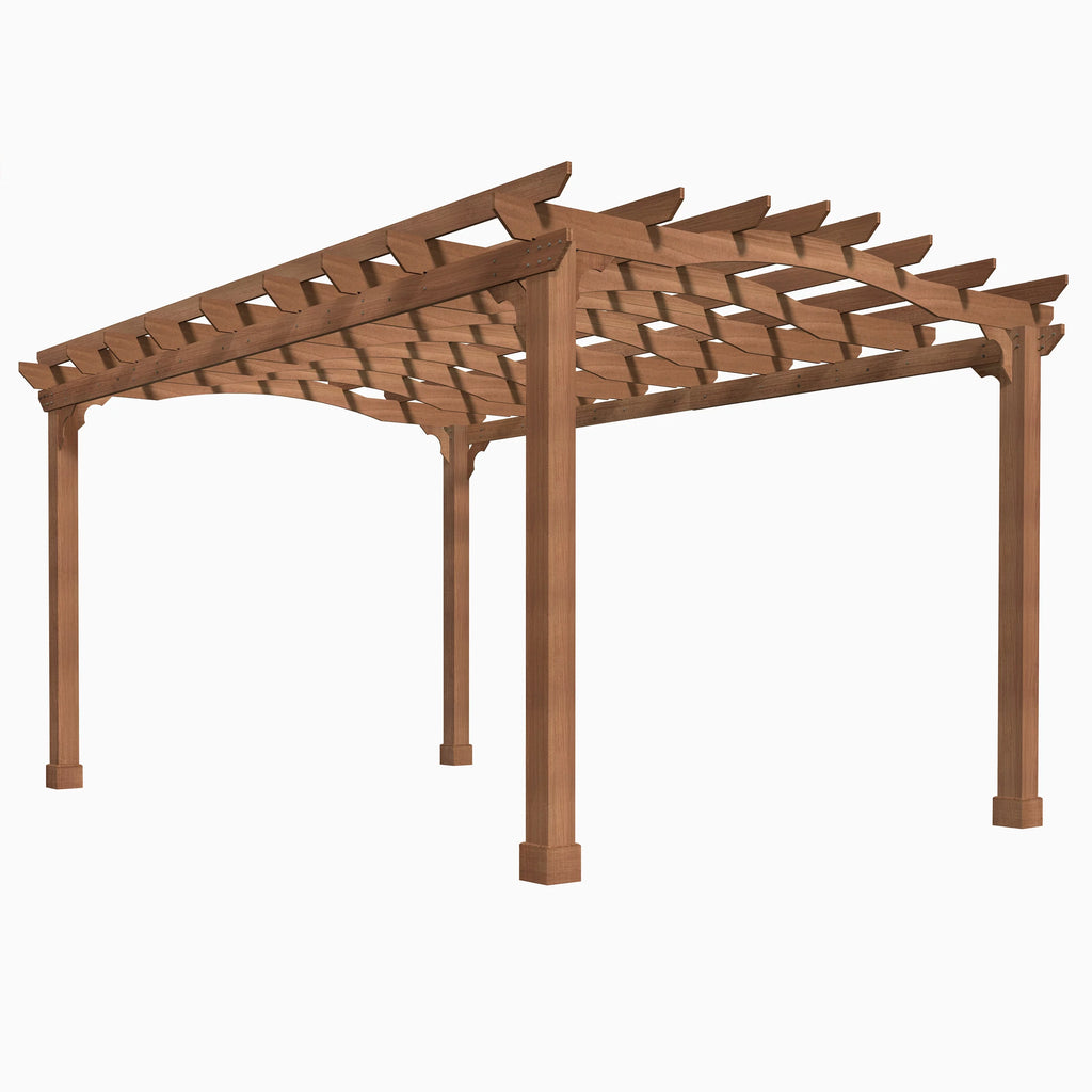 VEIKOUS 12' x14' Cedar Wood Pergola with Arched Roof for Outdoor Patio S7210