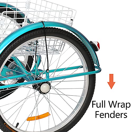 PEXMOR Adult Tricycle 7 Speed, 24/26 Inch 3 Wheel Bike with Baskets V3858