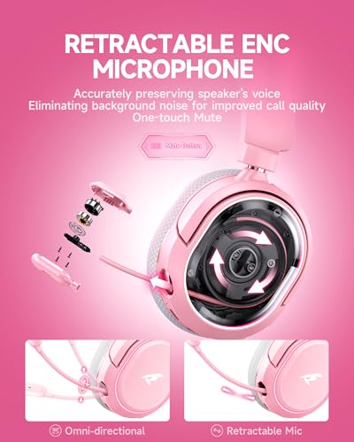Wireless Gaming Headset 7.1 Surround Sound Bluetooth for PC PS5 PS4 Mac Switch G754169