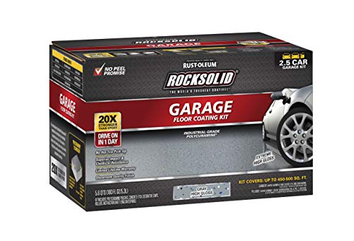 Rust-Oleum RockSolid Polycuramine Garage Floor Coating, 2.5 Car Kit, High Gloss Gray F2688