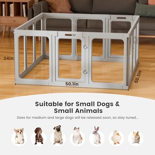 Clear Acrylic Dog Playpen 24" H Indoor Pet Fence for Puppy Small Dog Rabbit Cat R696