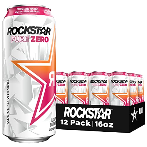 Rockstar Pure Zero Energy Drink,4 Flavor Pure Zero Variety Pack, 0 Sugar, with Caffeine and Taurine, 16oz Cans (12 Pack) (Packaging May Vary)