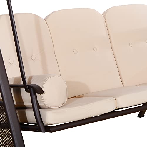 Outsunny 3-Seat Patio Swing Chair with Adjustable Canopy, Brown U4460