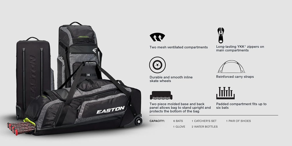 Easton TANK PRO Wheeled Equipment Bag for Baseball Softball Black P9480
