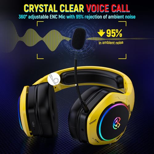 Wireless Gaming Headset for PS5 PS4 PC Switch, 2.4GHz USB & Type-C, 7.1 Surround Sound Q2564