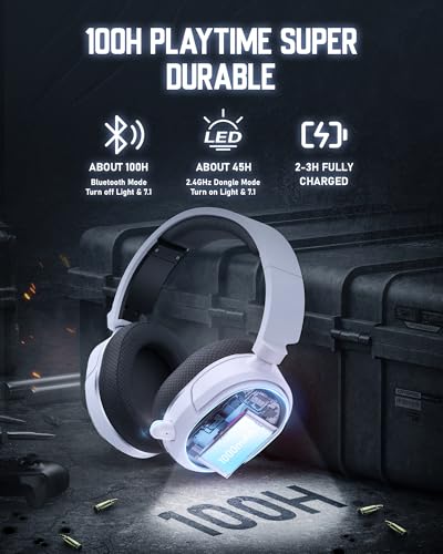 Wireless Gaming Headset 7.1 Surround Sound Bluetooth for PC PS5 PS4 Mac Switch G754169