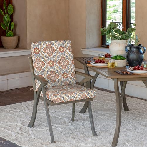 Arden Outdoor Dining Chair Cushion, 20 x 20, Rain-Proof, Peacock Blue Green Texture J4105