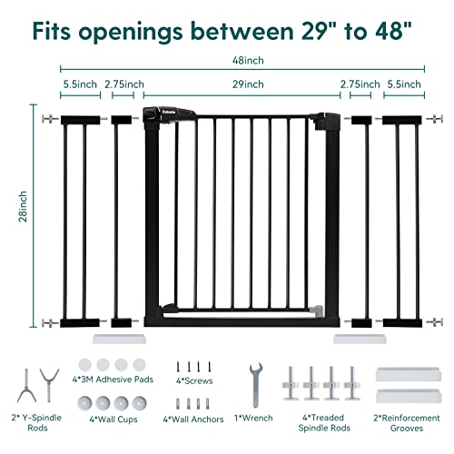 Babelio Metal Baby Gate, 29-43'' Auto Close, 30'' Tall, Black Z828246